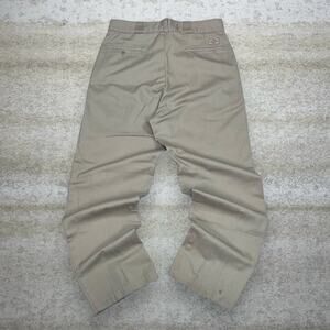 Vintage 90s Dickies Khakis Pants 34x32 Relaxed Fit Camel Tan Flat Front Work
